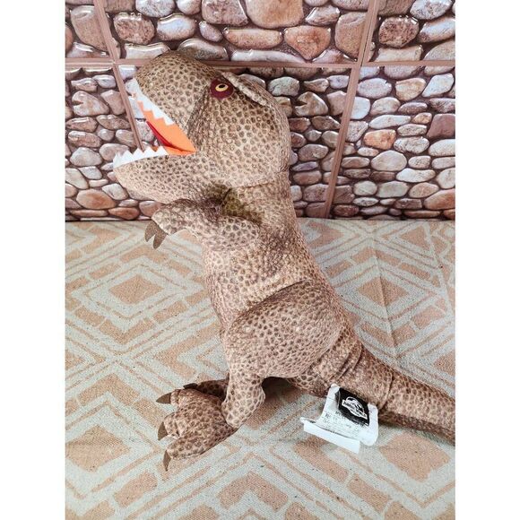 Jurassic World Dominion Plush Brown Raging T-Rex Pillow Stuffed Dinosaur Toy 22" - Picture 1 of 6